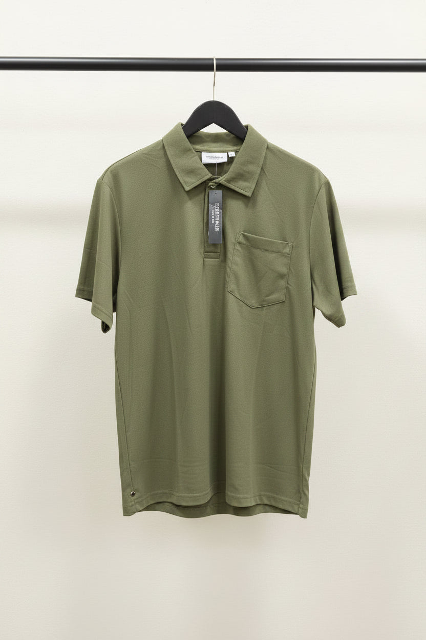 Essentials Fear of God Men's Olive Green Polo Shirt with Pocket