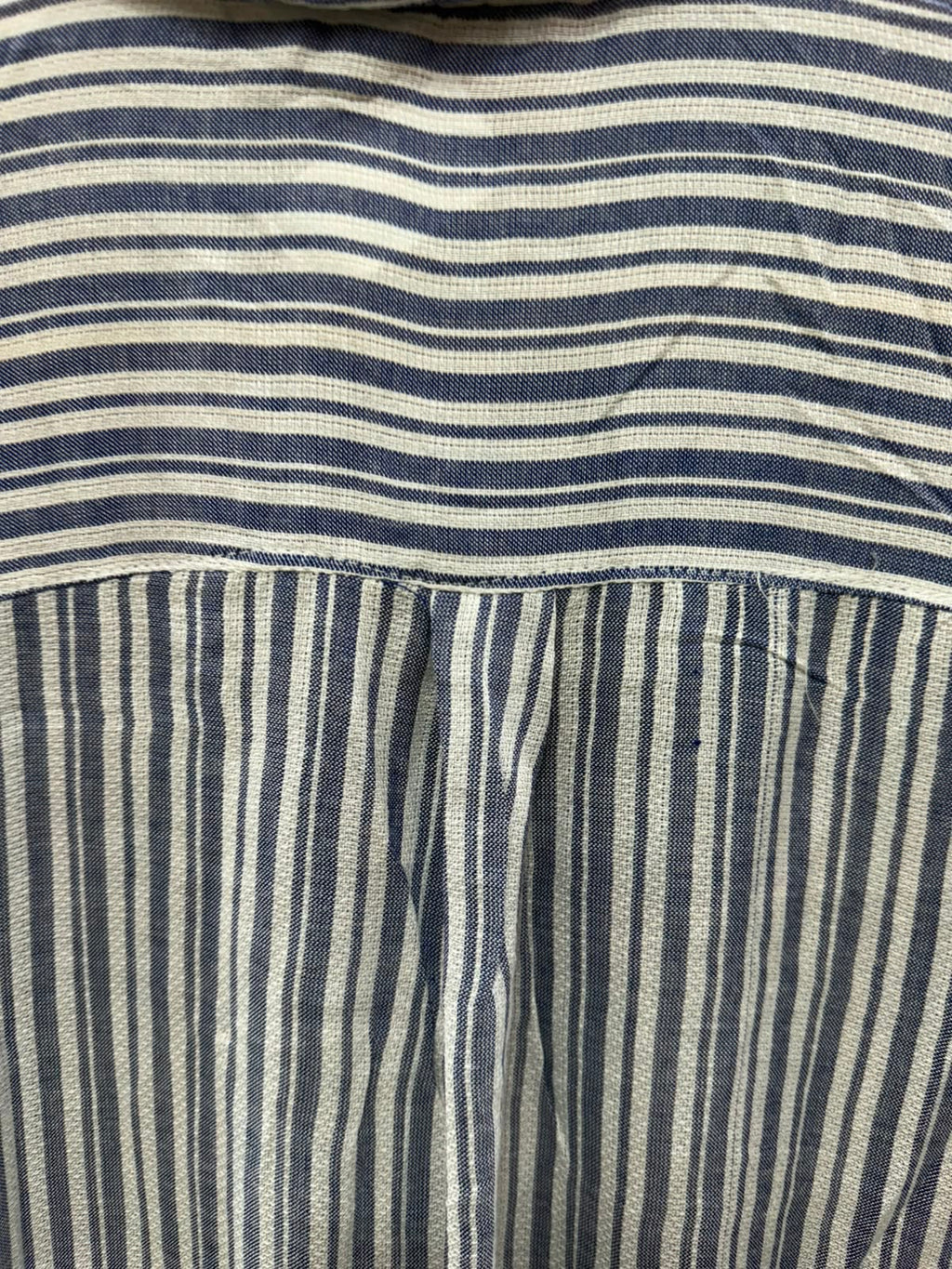 Lucky Brand Women's Blue and White Striped Long Sleeve Shirt