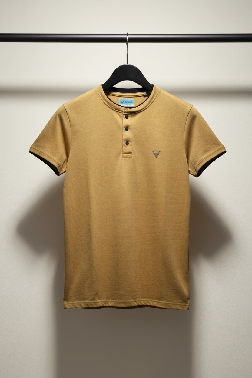 CRACKIT Men's Yellow Henley T-Shirt