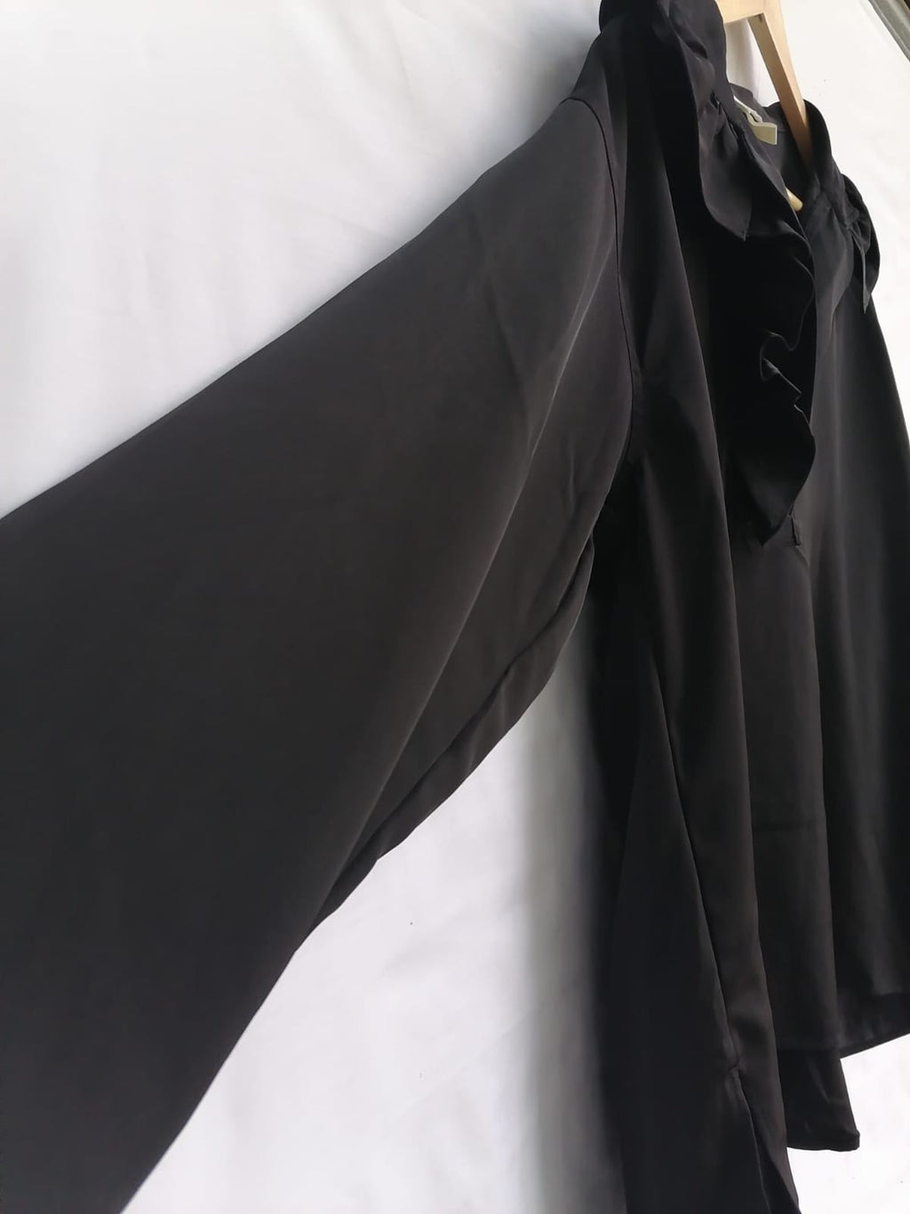 H&M Black Ruffled V-Neck Blouse