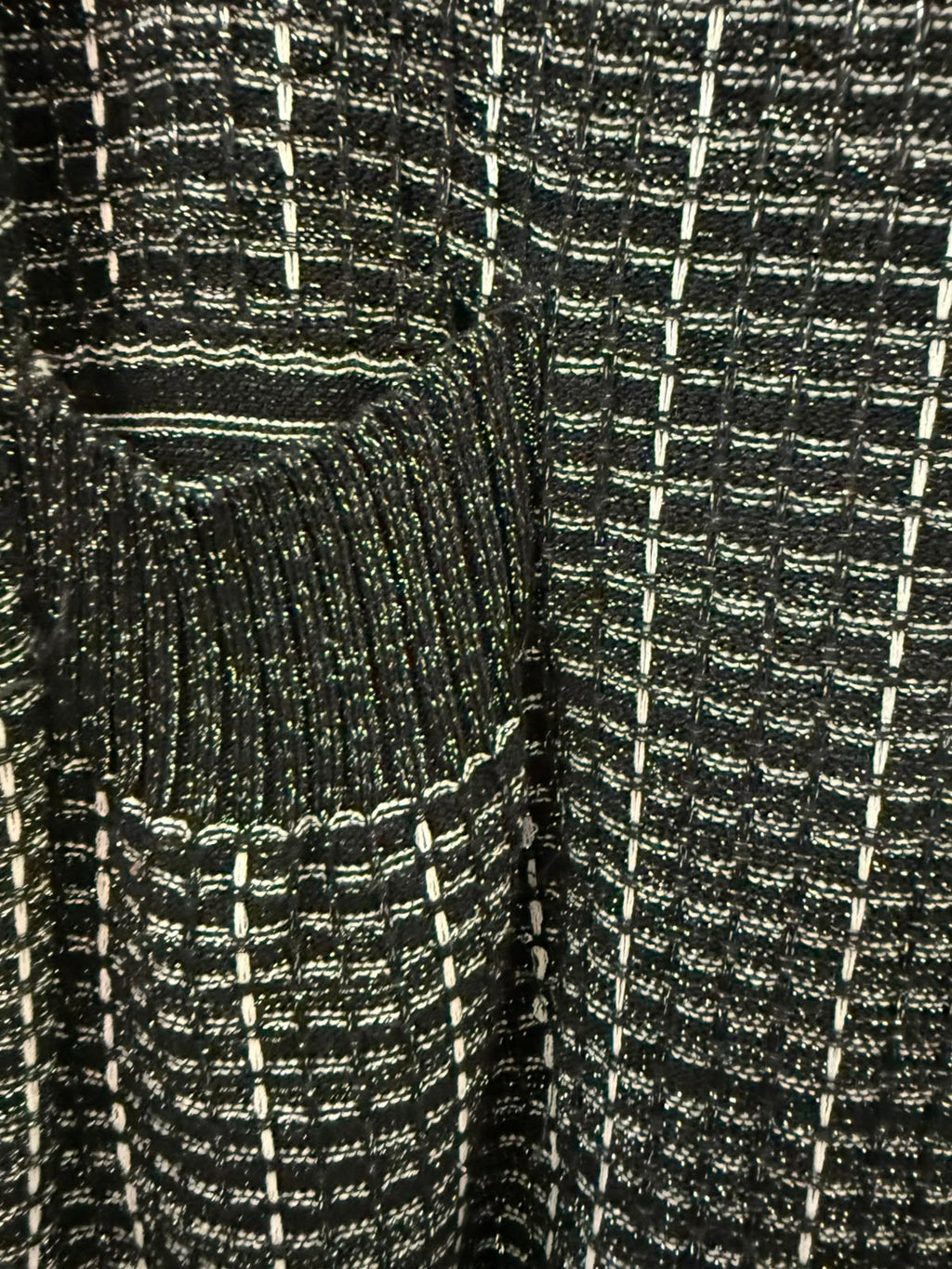 Black and White Patterned Knit Mini Dress