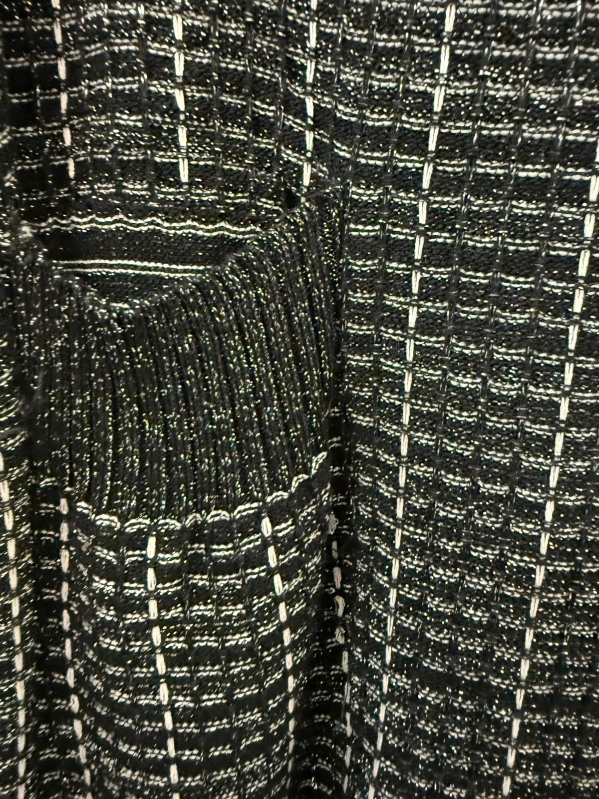 Black and White Patterned Knit Mini Dress