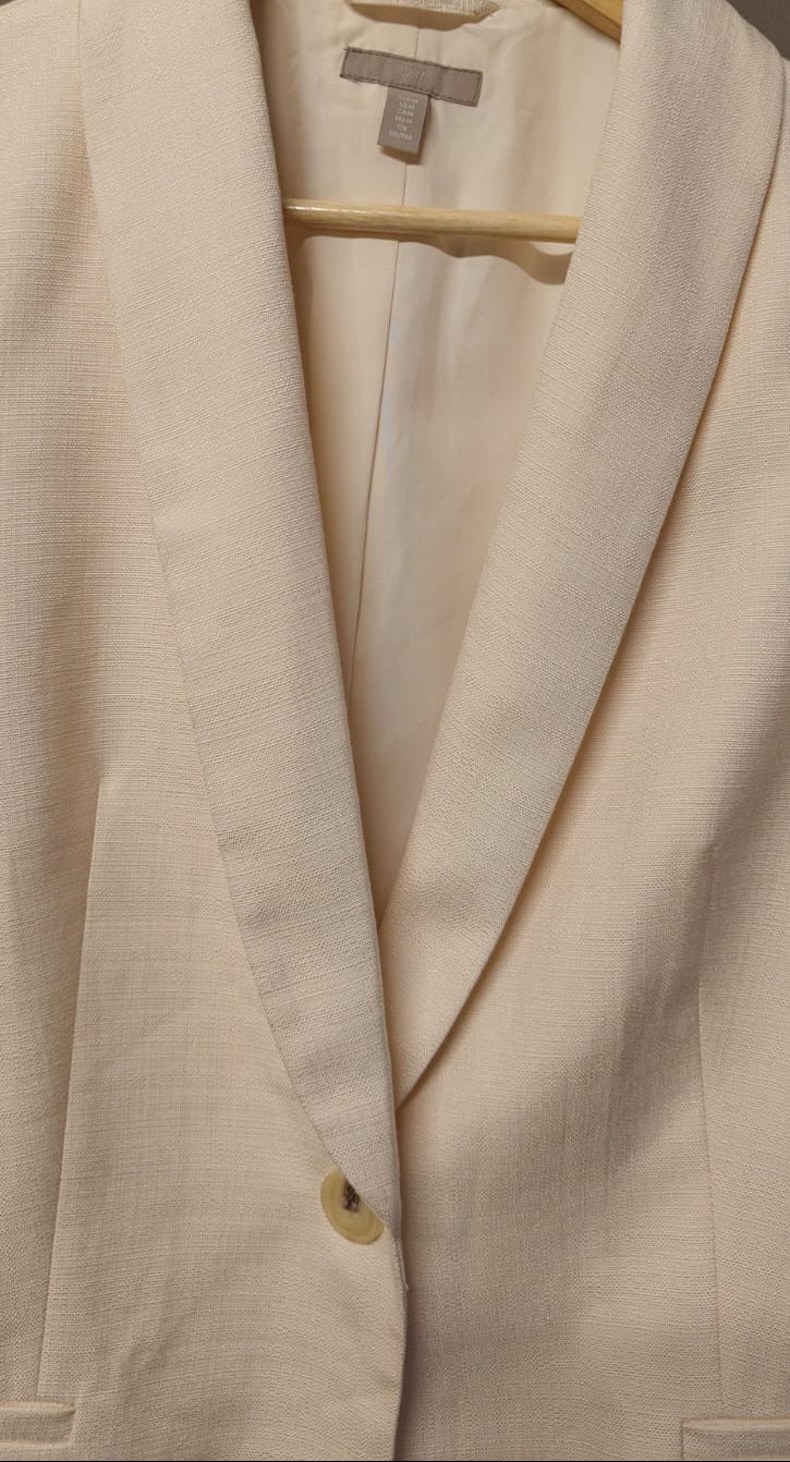 H&M Women's Cream Single-Button Blazer