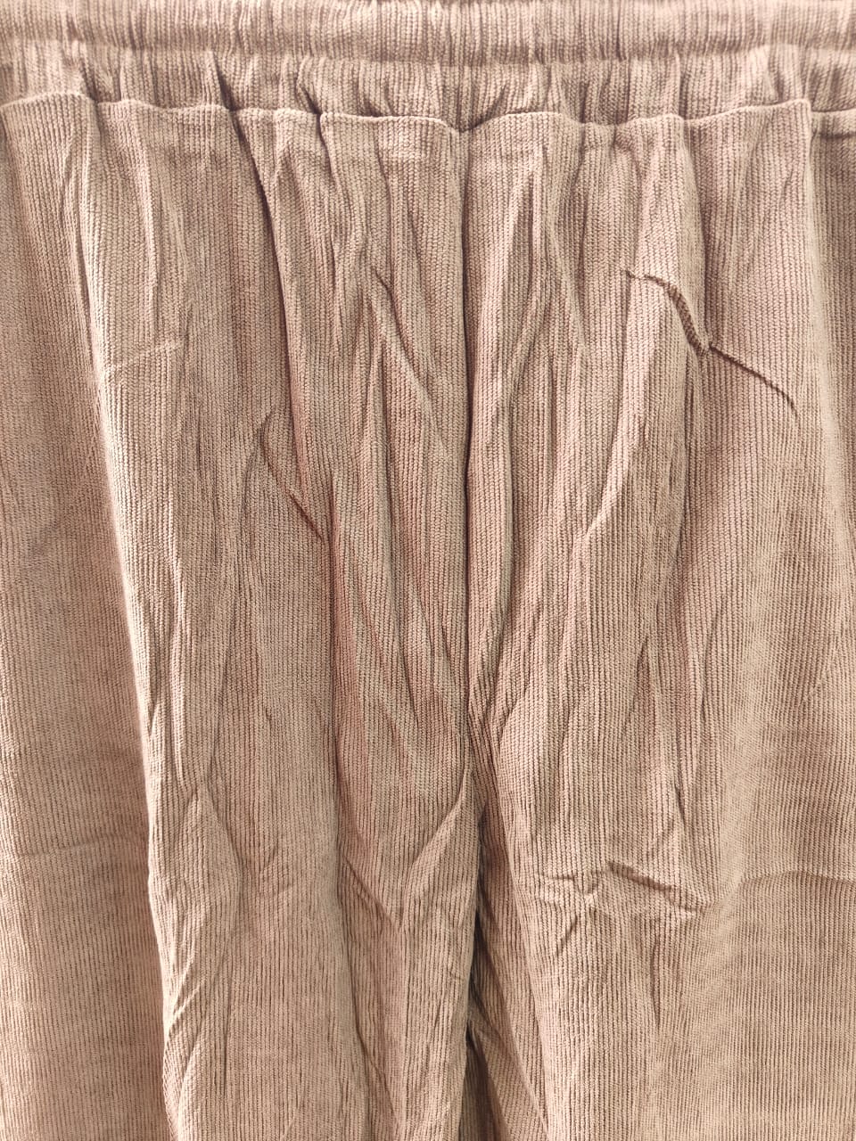 Baonuanxian Brown Corduroy Drawstring Wide Leg Trousers
