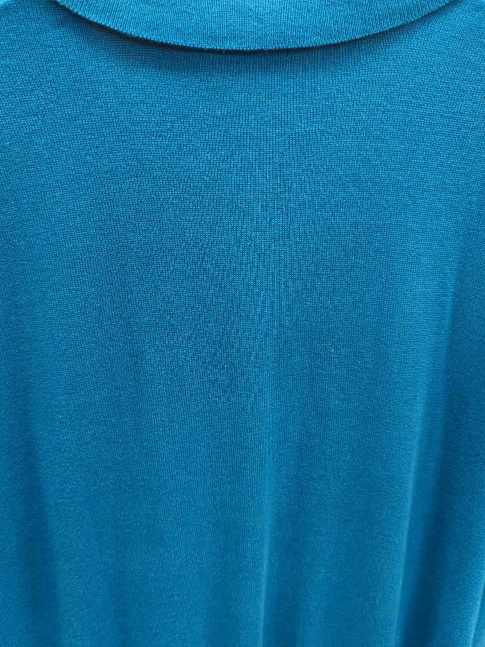 Burberry Men's Teal Knit Polo Shirt with Diamond Pattern, Size XL