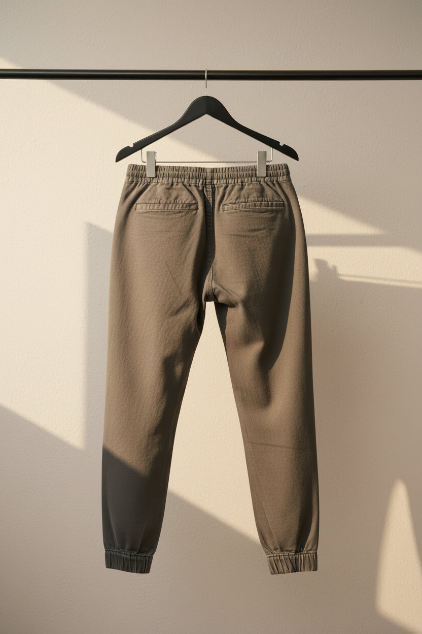LH Men's Grey Cotton Blend Jogger Trousers