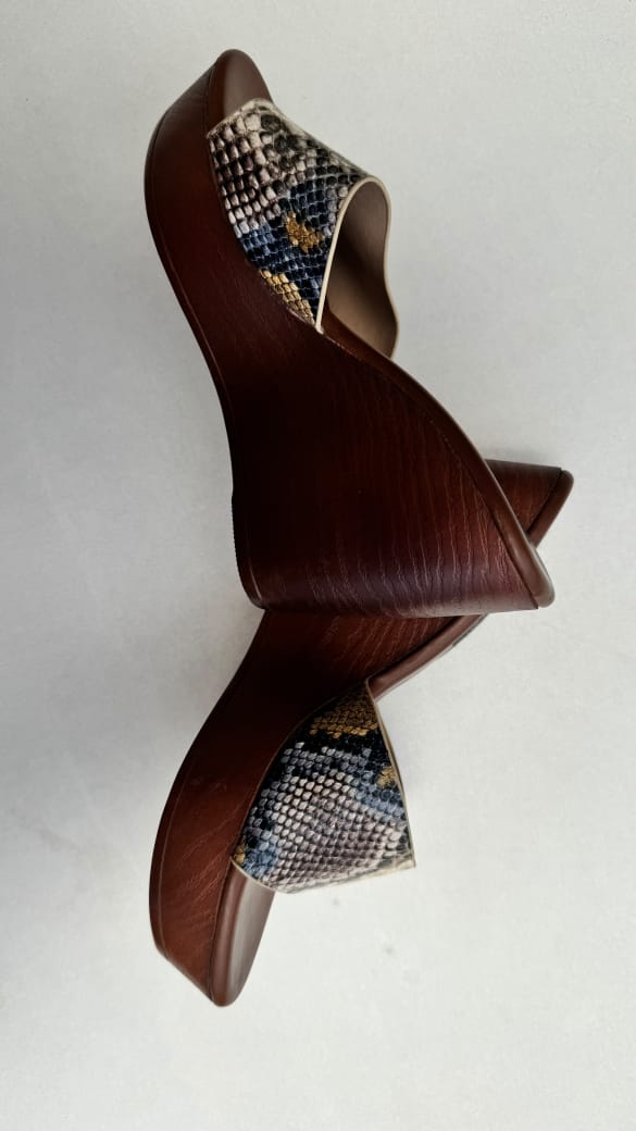 KRAFTCELLAR INDIA Women's Snakeskin Print Wedge Heels