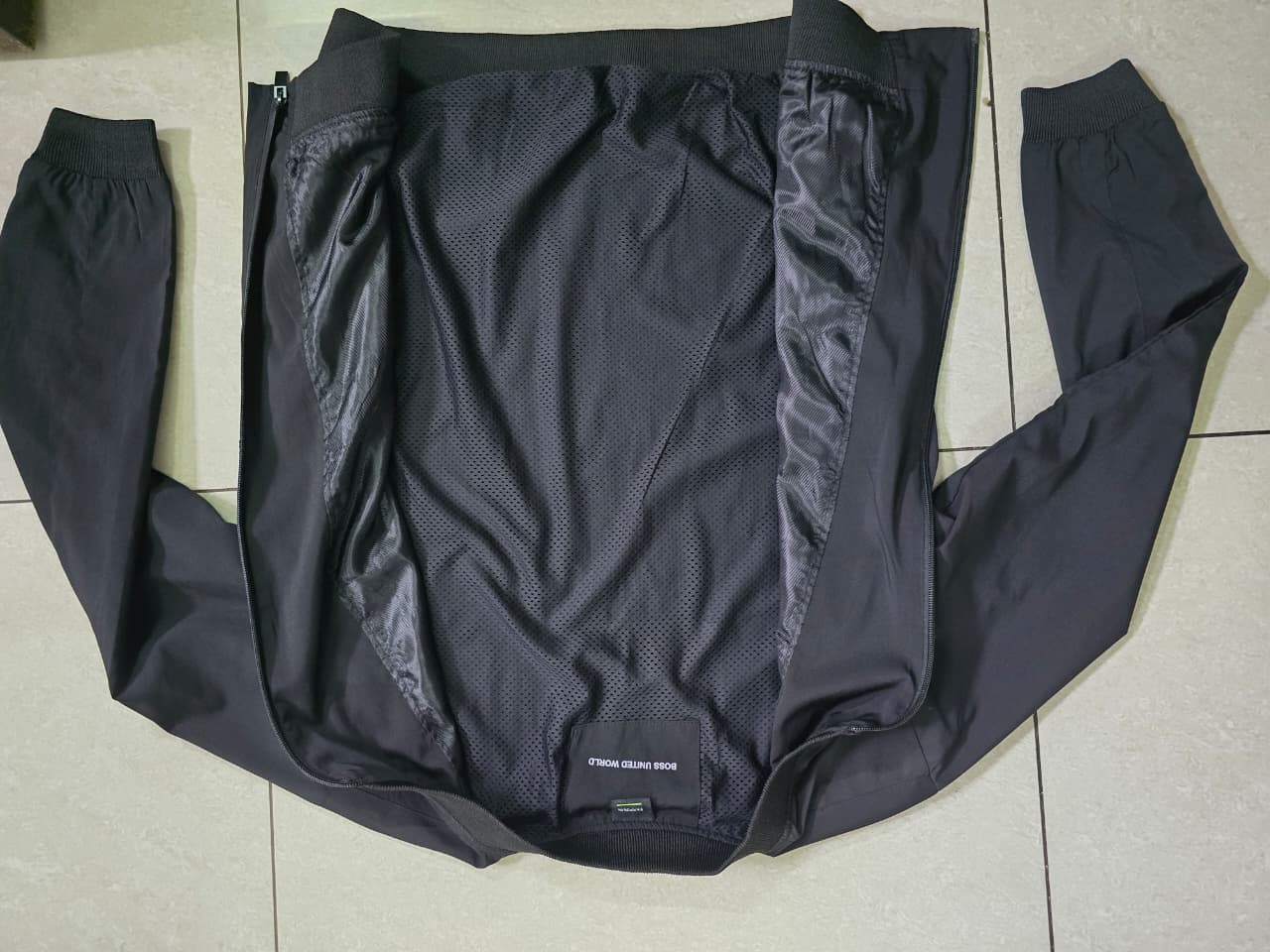 BOSS UNITED WORLD Men's Black Bomber Jacket with Mesh Lining