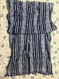Navy Blue and White Striped Cotton Scarf