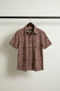 Bulan Bintang Men's Brown Patterned Relaxed Fit Short Sleeve Shirt