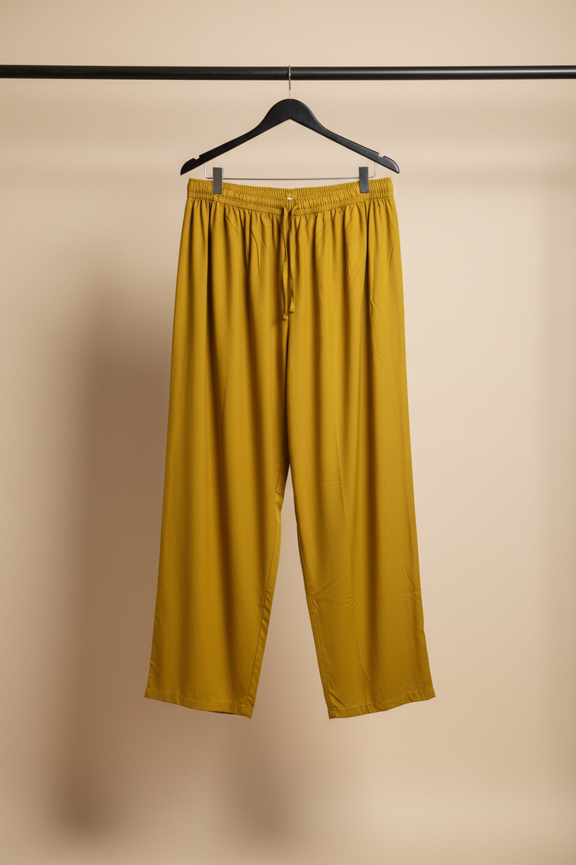 Women's Black Star Mustard Yellow Solid Palazzo Pants