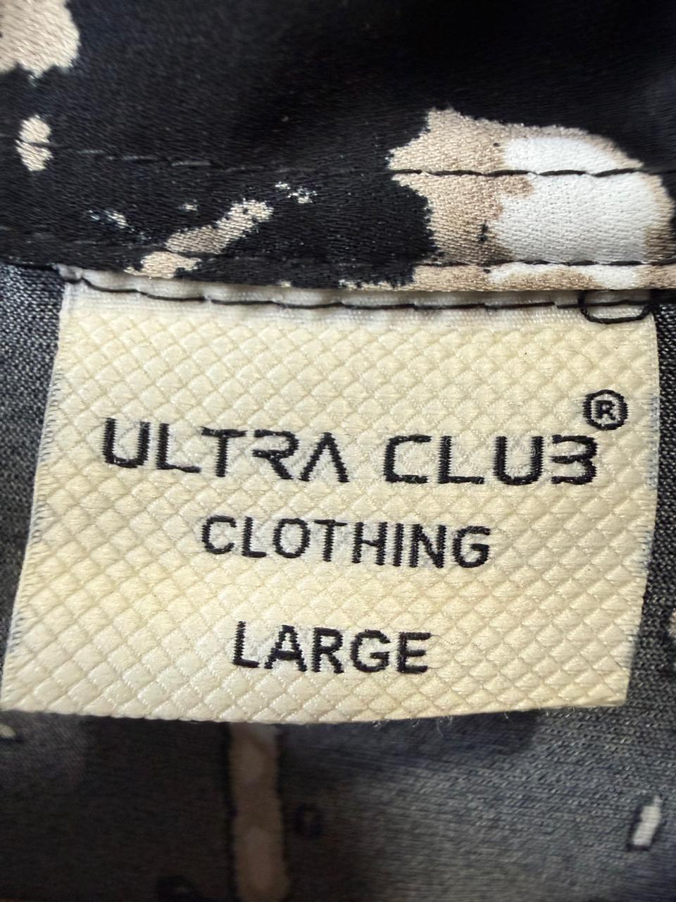 ULTRA CLUB Men's Black & White Abstract Print Long Sleeve Casual Shirt
