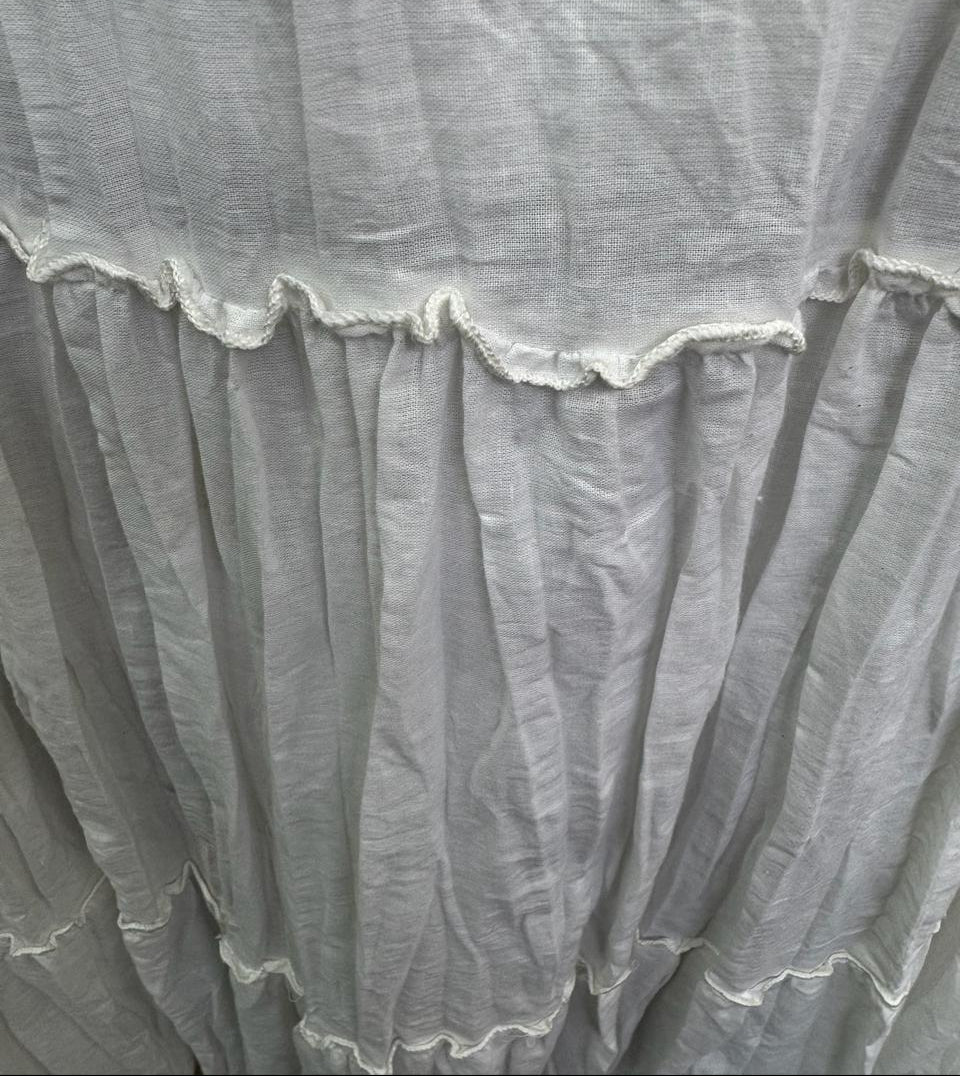 Women's White Tiered Maxi Skirt