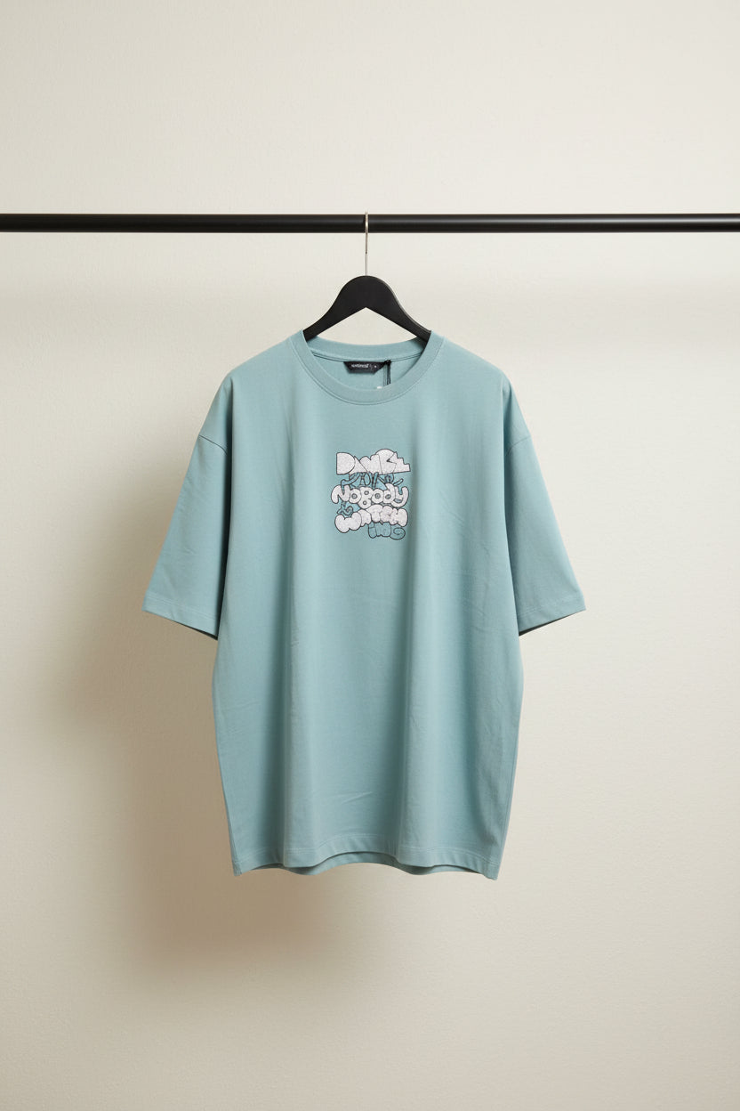 CROCKTEES Men's Sky Blue Oversized Graphic Print T-shirt