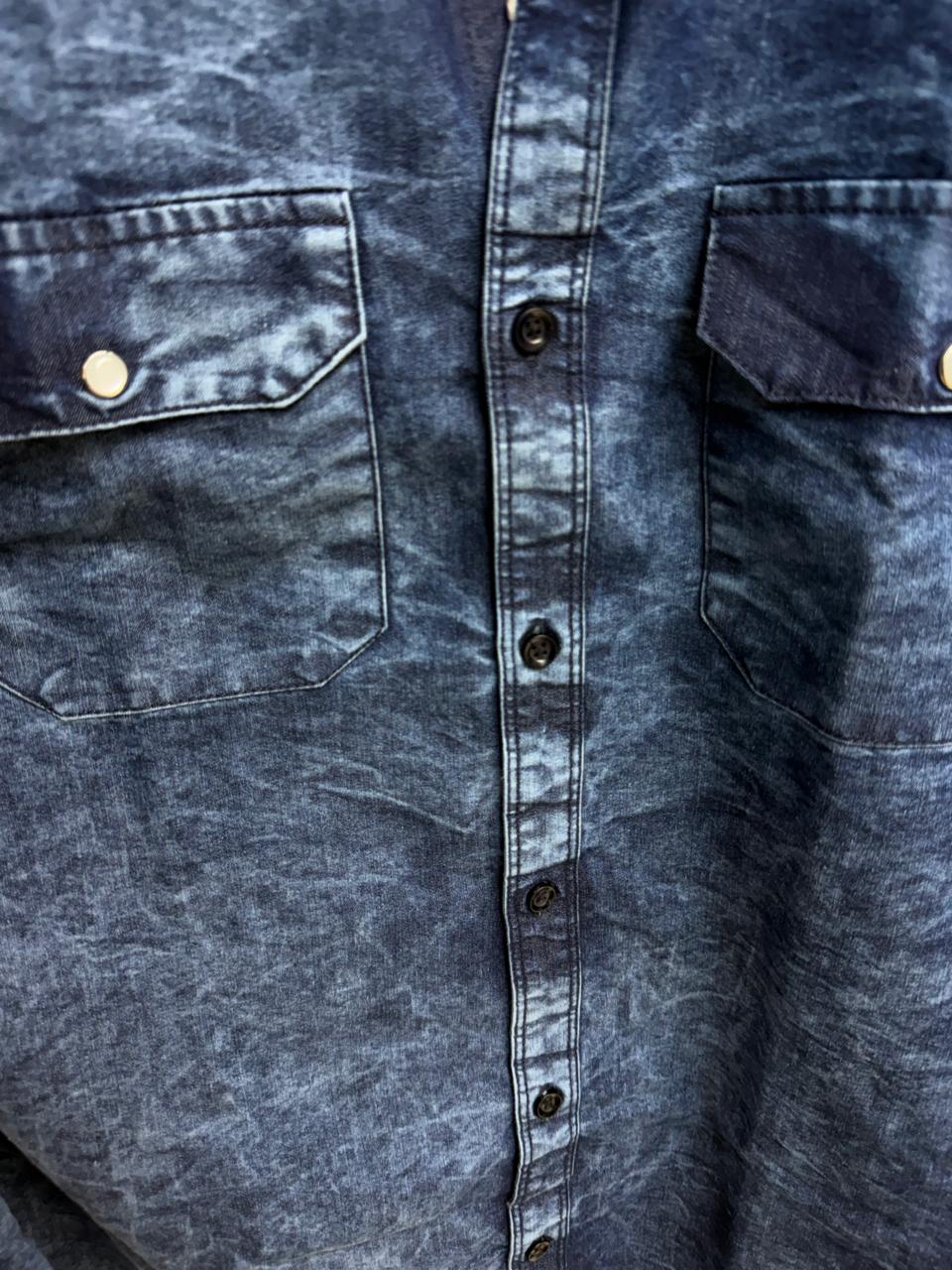 Men's Blue Washed Denim Full Sleeve Shirt by The Rock Way Premium