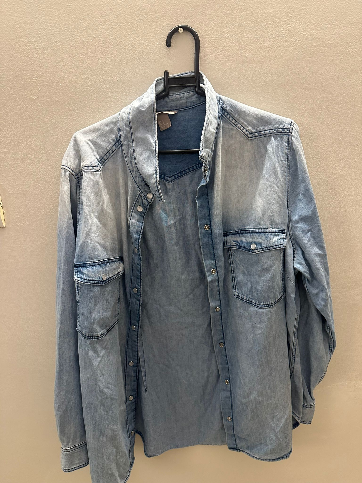 H&M Women's Sky Blue Denim Long Sleeve Shirt