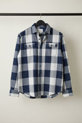 MECHANIC LONDON Men's Blue & White Plaid Check Casual Shirt