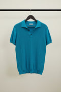 ZARA Men's Teal Ribbed Knit Polo Shirt