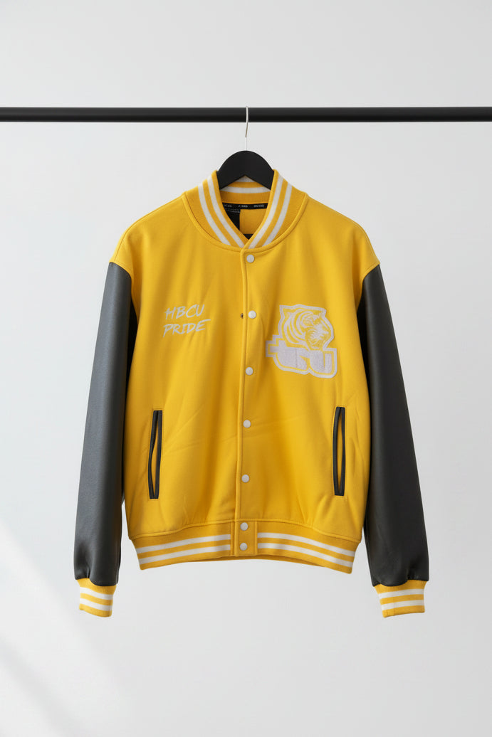 Zara Unisex Yellow and Black 'HBCU Pride' Varsity Jacket