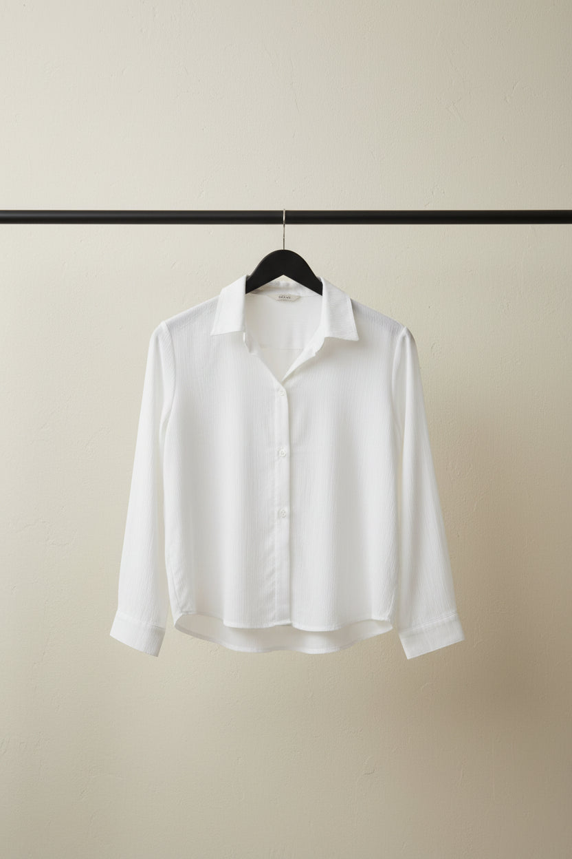 White Long Sleeve Collared Shirt