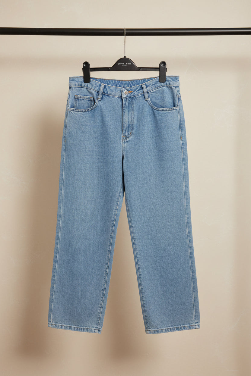 H.M Silver Niddle Light Blue Straight Fit Denim Jeans