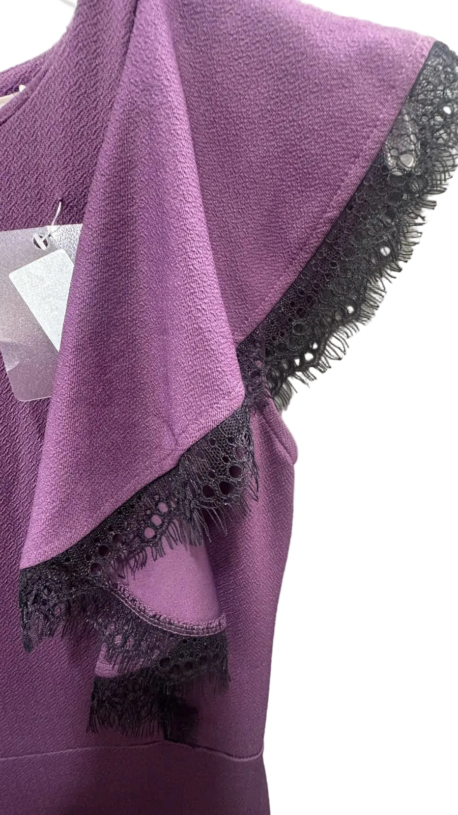 KAJO Women's Purple Ruffled Lace Trim Bodycon Dress