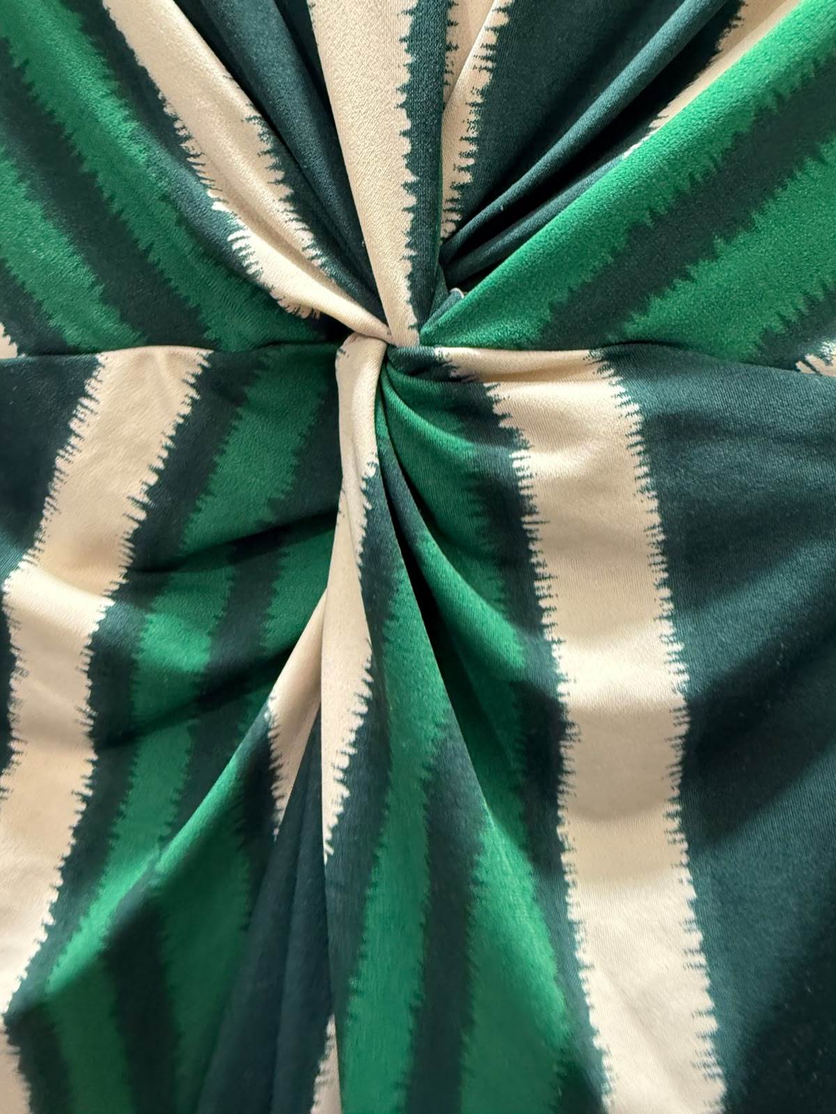 Wardrobe Green & Beige Striped Knot Front Midi Dress
