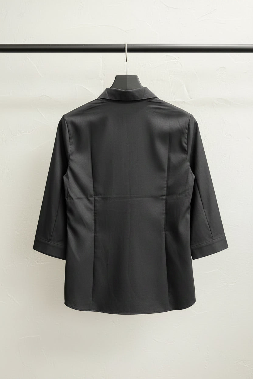 Women's Black Collared 3/4 Sleeve Shirt by Western Adda