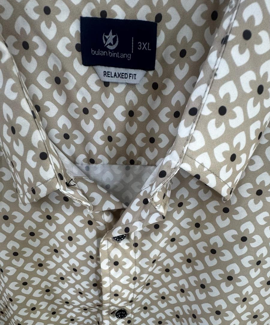 Bulan Bintang Men's Relaxed Fit Patterned Short Sleeve Shirt
