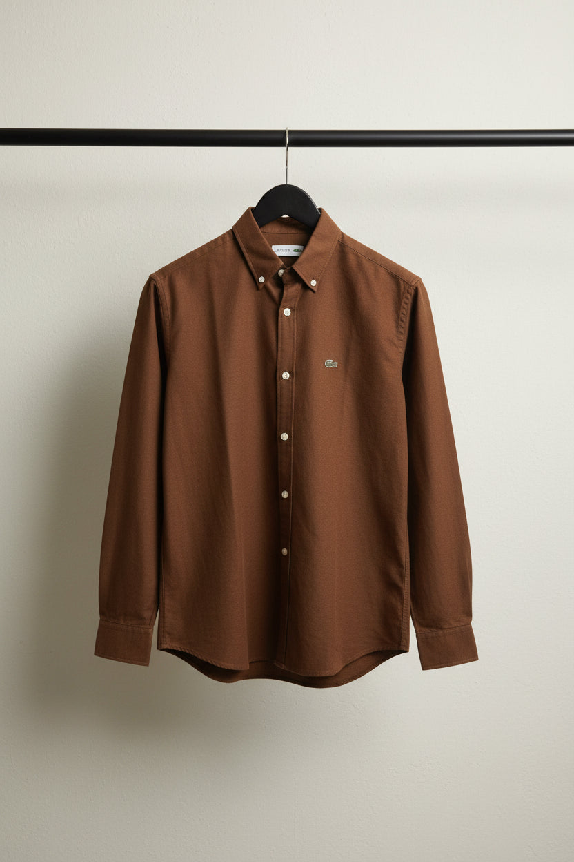 Lacoste Men's Brown Regular Fit Long Sleeve Shirt
