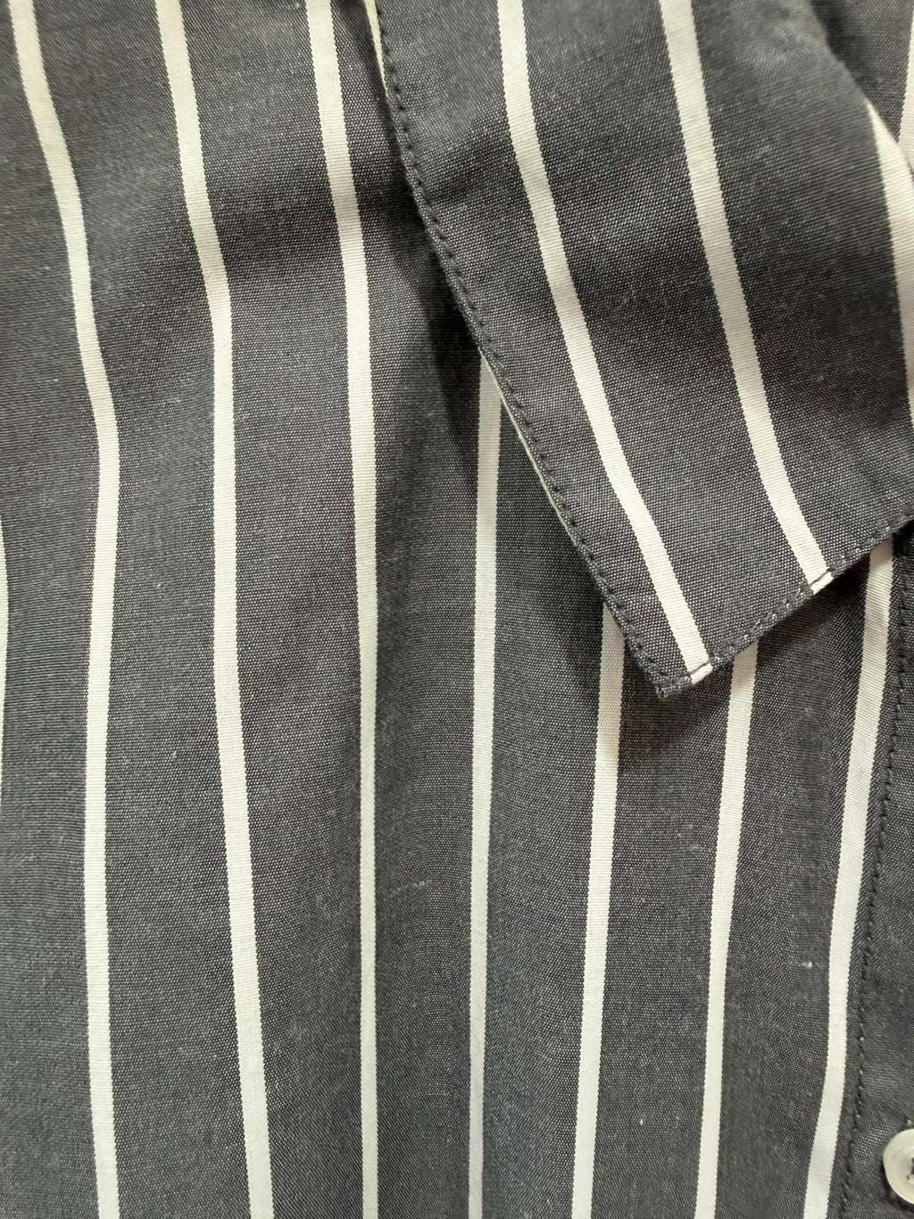 Women's Grey and White Striped Long Sleeve Shirt Dress with Belt