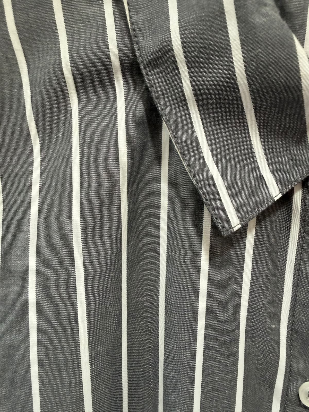 Women's Grey and White Striped Long Sleeve Shirt Dress with Belt