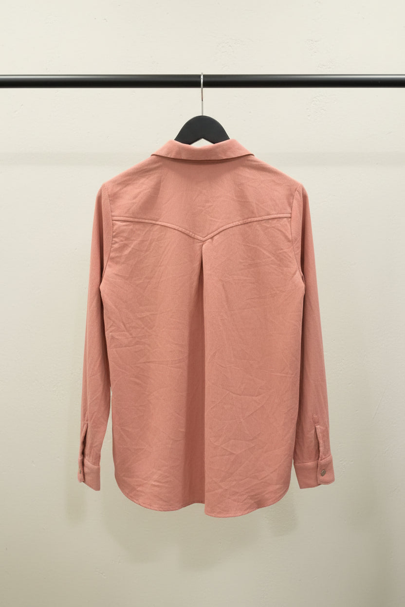 Vero Moda Women's Peach Long Sleeve Collared Shirt with Pockets