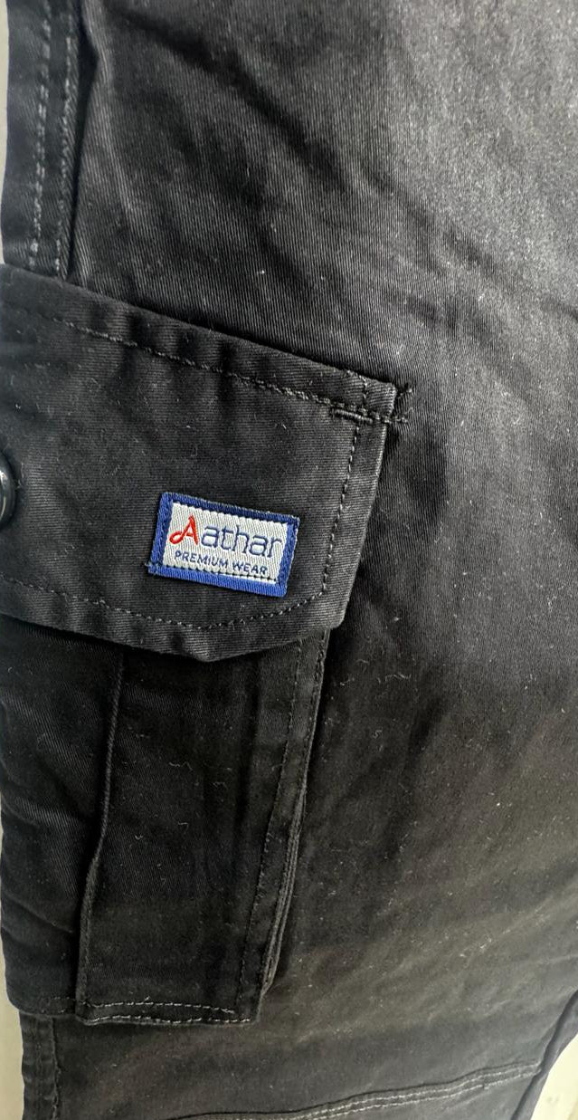 Aathar Men's Black Cargo Joggers