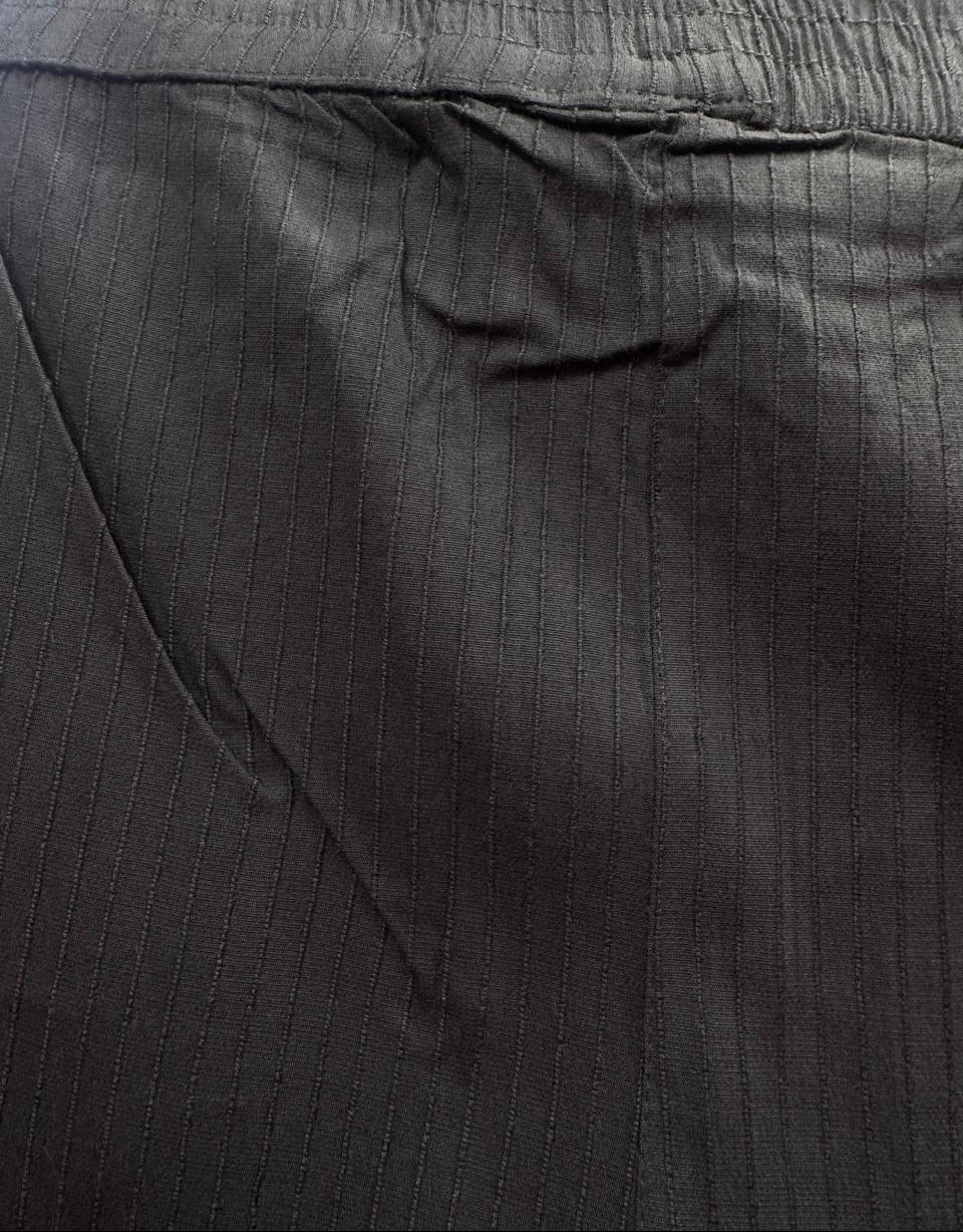 Men's Dark Grey Striped Elastic Waist Regular Fit Trousers