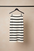 Women's Black and Off-White Striped Knit Midi Skirt