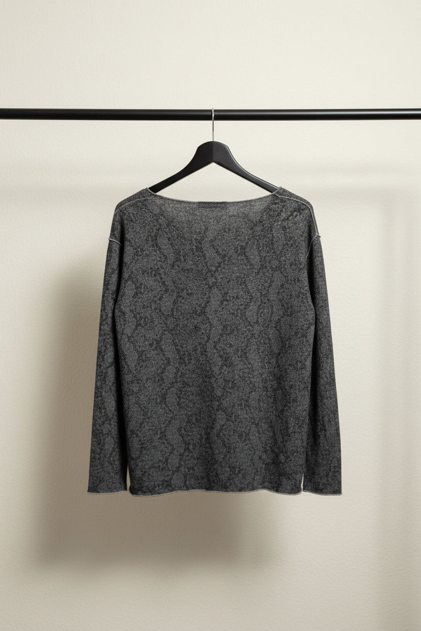 Zara Women's Grey Patterned Long Sleeve Knit Top