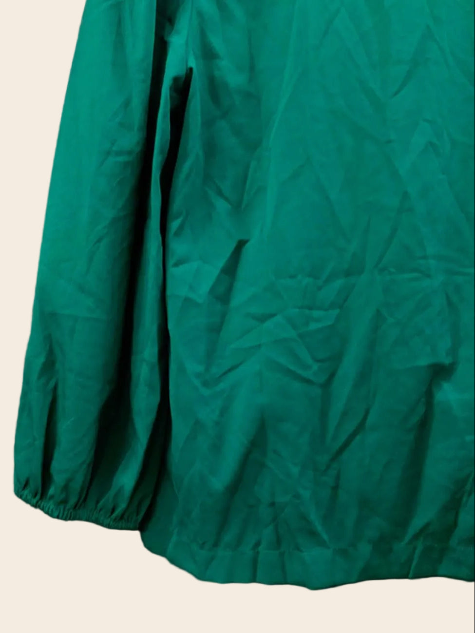 Women's Emerald Green Long Sleeve Gathered Neck Blouse