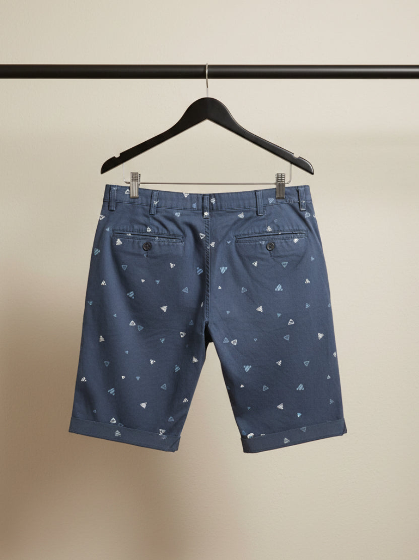 Wolf Rider Men's Dark Blue Printed Casual Shorts