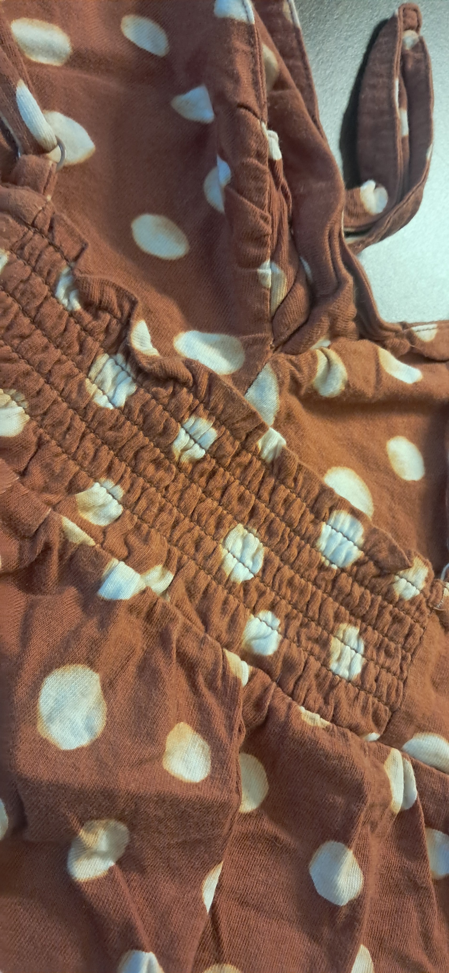 Forever 21 Women's Brown Polka Dot Smocked Cami Crop Top