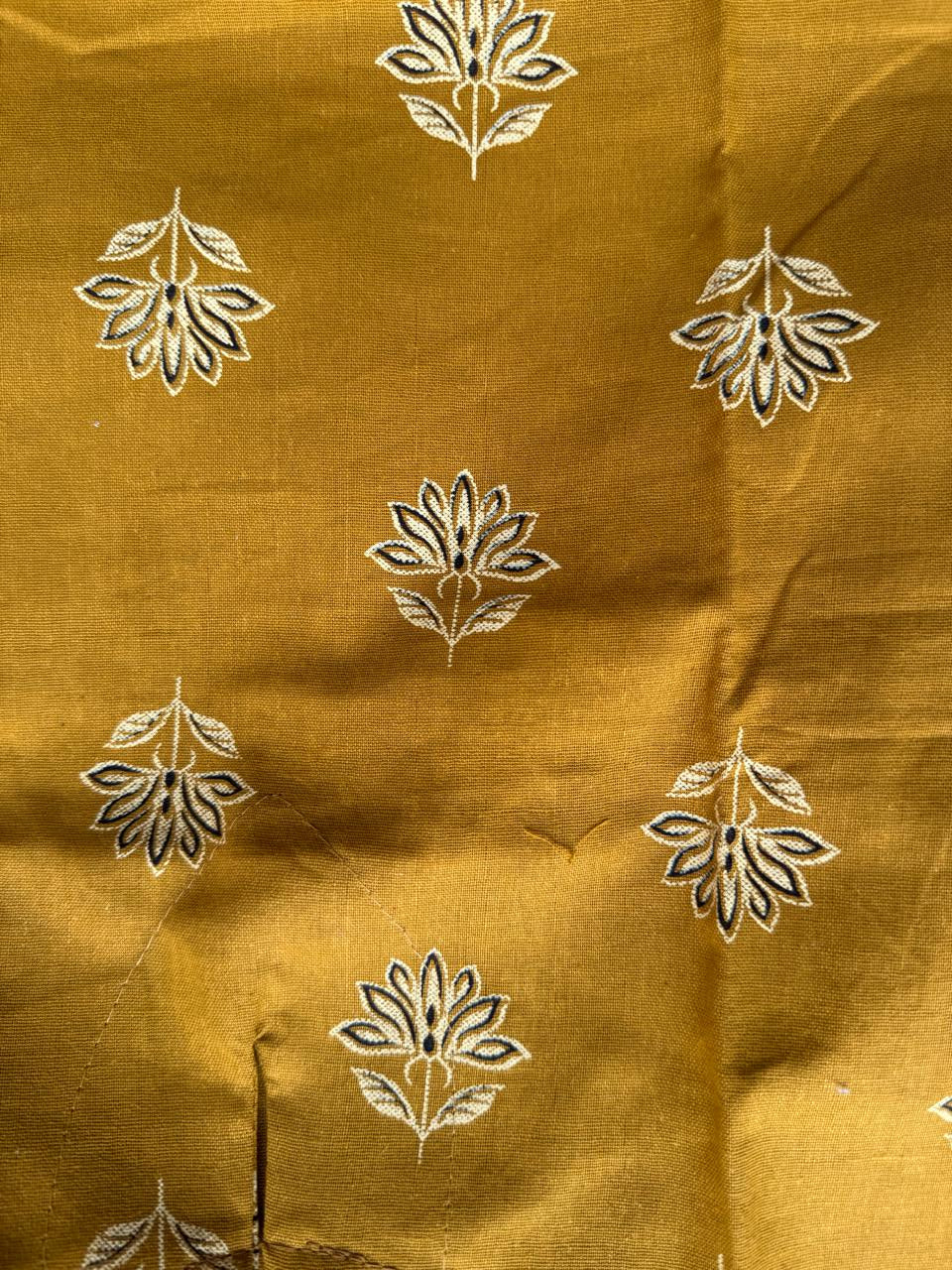 Mustard Yellow Printed Cotton Kurta