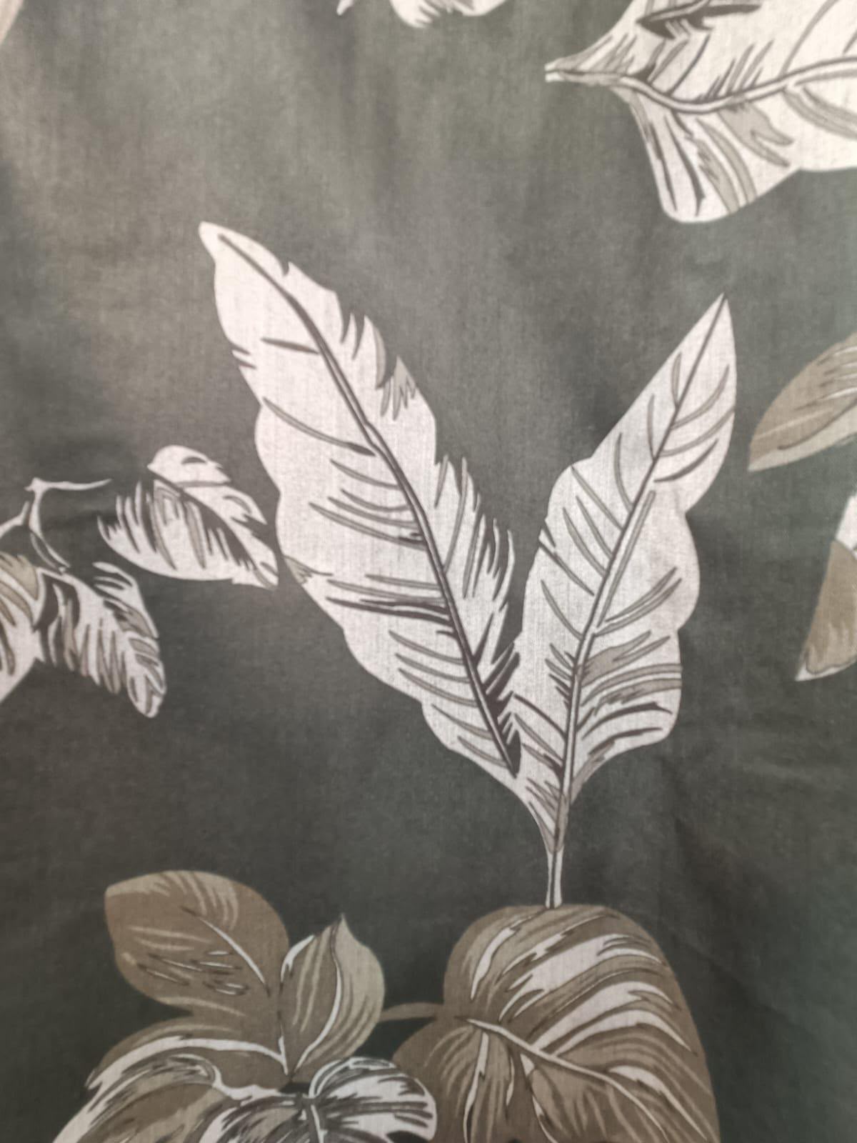 YELLOW CLOTHING Men's Grey Leaf Print Slim Fit Casual Shirt