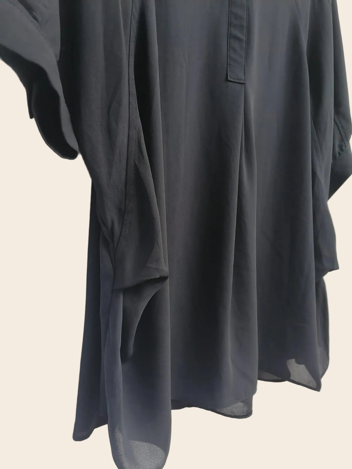 DT Company Women's Navy Blue Collared Tunic Blouse