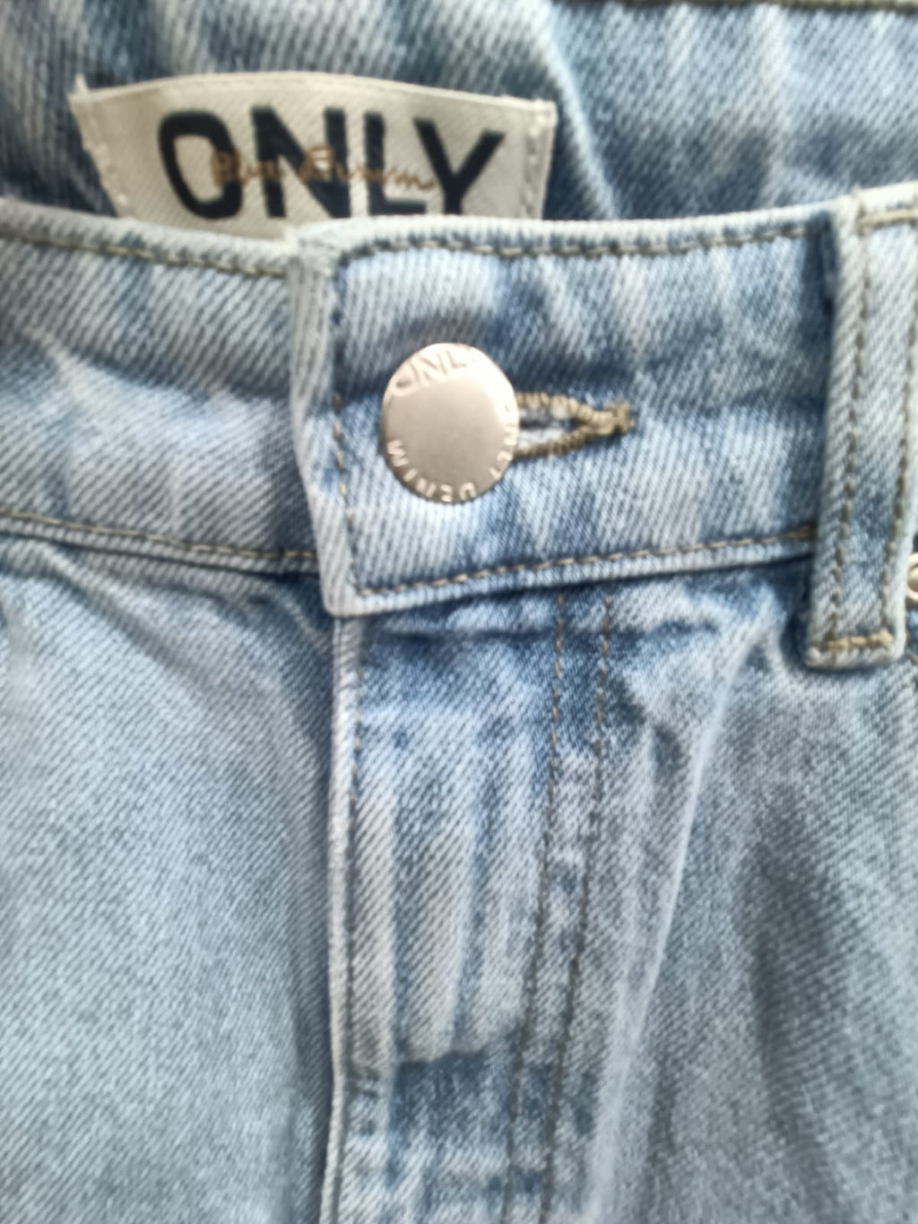 ONLY Women's Sky Blue Denim Midi Skirt with Front Slit