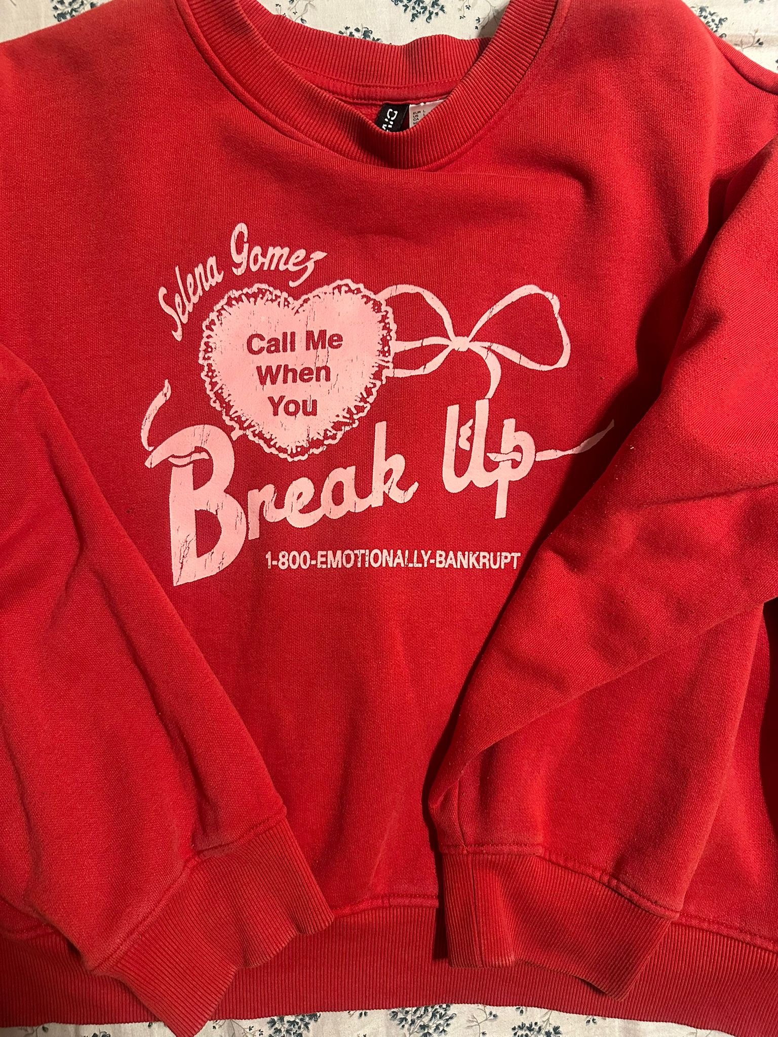 H&M Divided Selena Gomez Call Me When You Break Up Red Sweatshirt