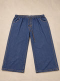 Blue Elastic Waist Wide Leg Pants