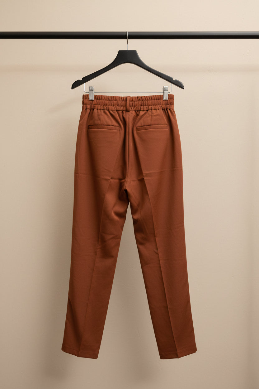 Women's Rust High-Waist Pleated Cropped Trousers