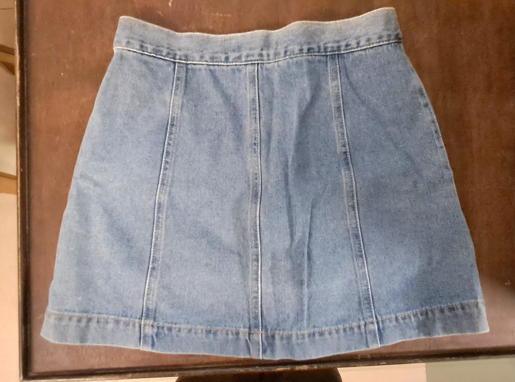Forever 27 Light Blue Denim Button-Front A-Line Mini Skirt