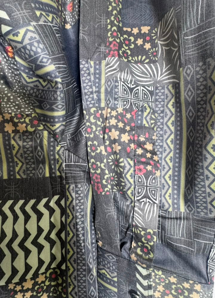 Kelvin Smith Men's Multicolor Patchwork Print Long Sleeve Casual Shirt