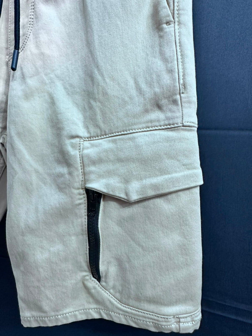 Men's Beige Cargo Shorts with Drawstring Waist